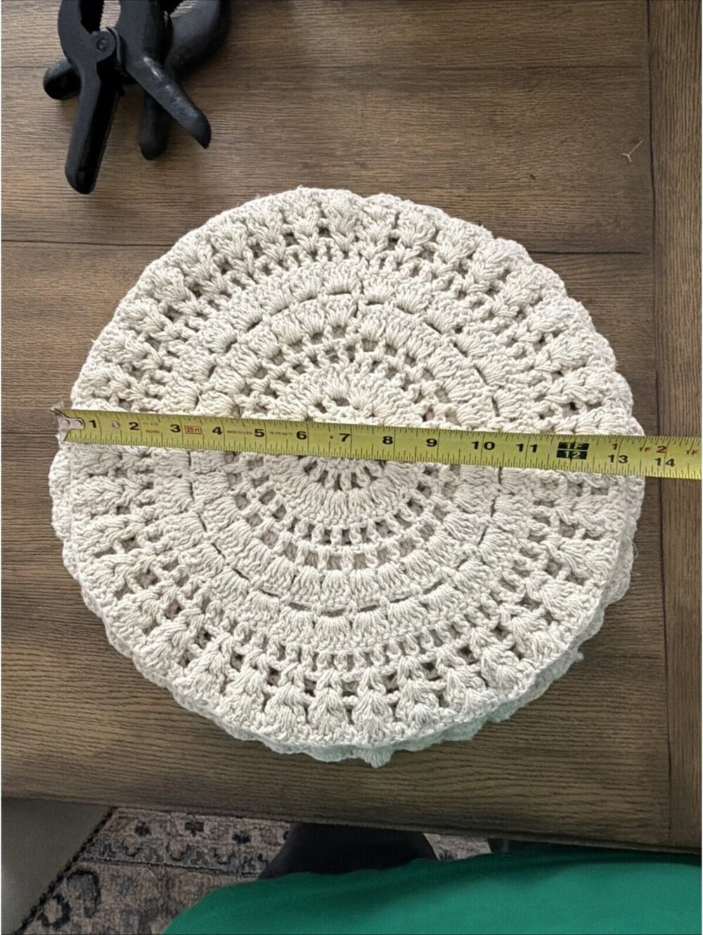 Crocheted Style Round Table Chargers 13.5” Lace Placemats Cream - Set of 9 - EUC